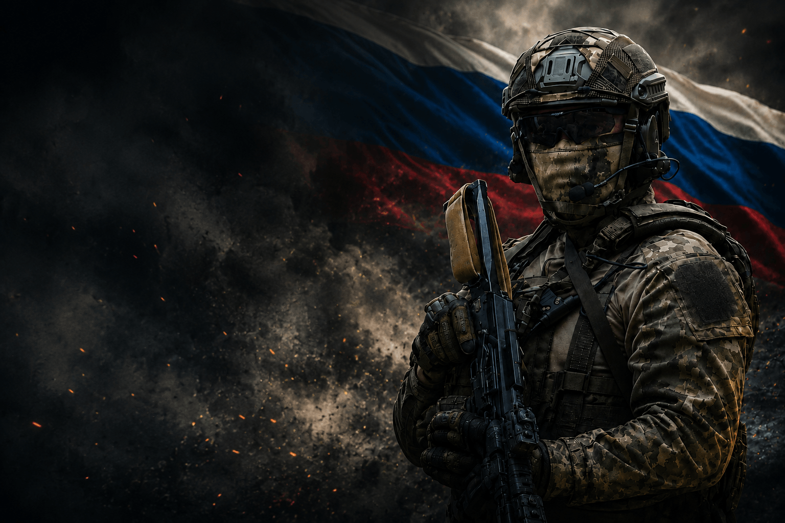 Российские военнослужащие на рассвете